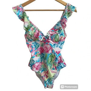 Stella Parker Womens Ruffle Maillot One Piece Swimsuit